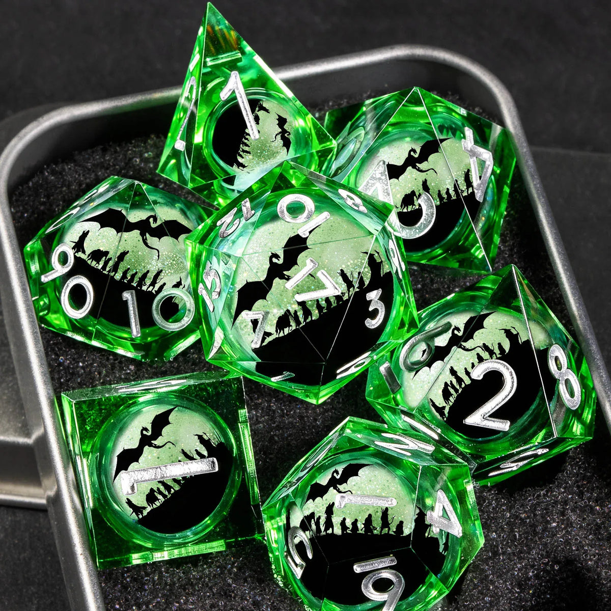 Liquid Core Polyhedral Dice Set for RPG Games