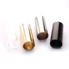 Three precision guitar slide bars made of stainless steel and glass in silver and black finishes.