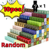 A stack of 10 magnetic building cubes in various colors and patterns, labeled as a random set.