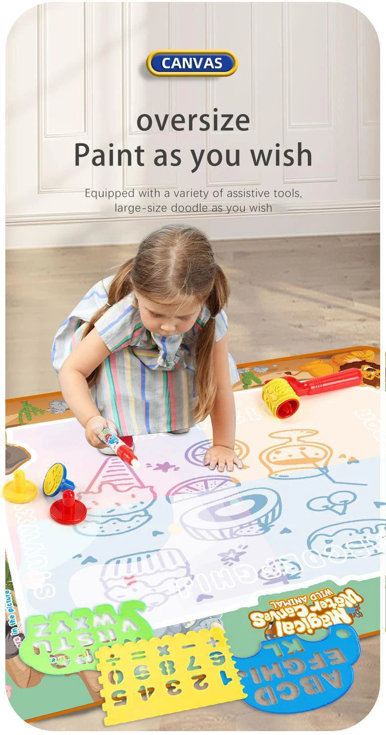 Magic Water Drawing Mat with Fluorescent Pens for Kids