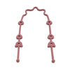 A pink silicone pacifier clip with an anti-drop chain