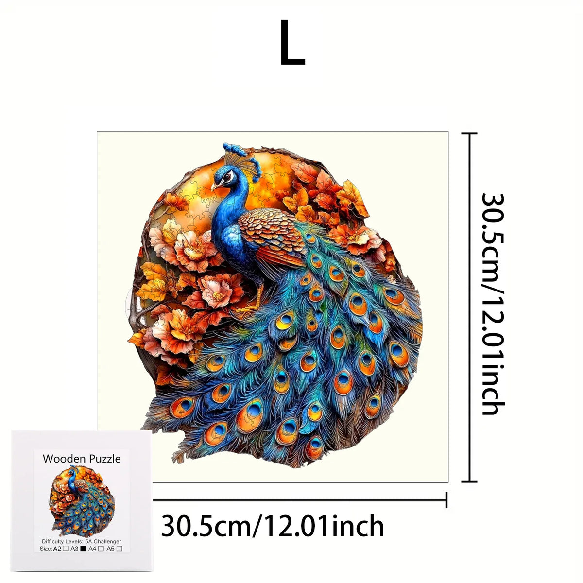 Premium Wooden Jigsaw Puzzle – Villa Peacock Owl Landscape
