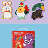 A box of large chunk puzzles featuring various animal and fairy tale characters.