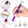 A purple diamond painting pen set showing interchangeable tips for 1, 3, and 6 drill sizes.