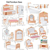 Miniature Dollhouse Furniture Set for Bedroom, Living Room, Kitchen & Bathroom