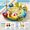 Blue magnetic fishing game set with various fish and accessories for kids