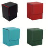 Three deck boxes in black, red, and teal/green colors shown from the top angle.