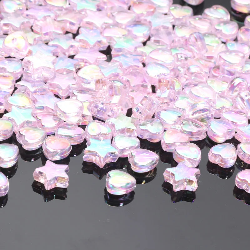 Acrylic Star & Heart Beads for Jewelry Making – 200-Piece Set