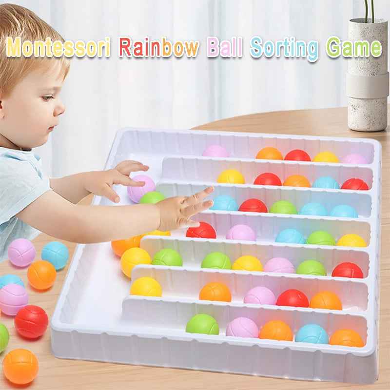 Rainbow Ball Sorting Board Game for Kids