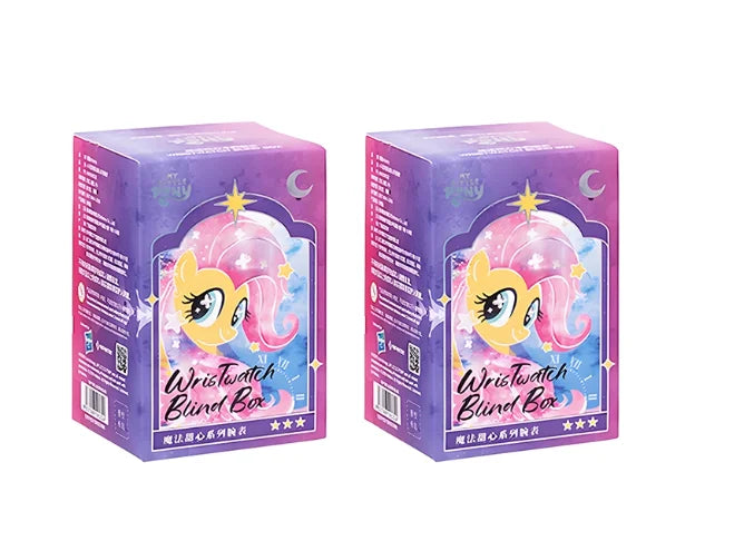 A purple box containing a My Little Pony Magic Sweetheart blind box watch.