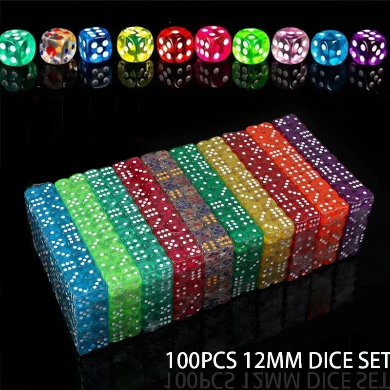 Translucent Acrylic D6 Dice Set – 100 Multicolor Dice for RPG & Board Games