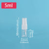 A clear glass refillable travel spray bottle with a white pump and a 5ml volume marker.