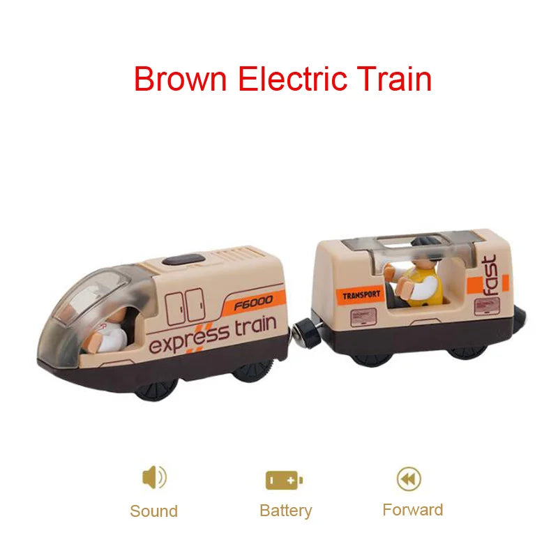 Wooden Train Set with Racing Track for Kids