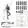 A set of magnetic multi-jointed action figures and accessories with a display stand.
