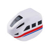 White magnetic train engine with black and red stripes, designed for kids.