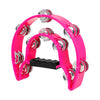 Cloche de percussion Orff double couche rose vif avec plusieurs cloches métalliques.