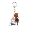 Anime character acrylic keychain featuring a brown-haired character with white wings.