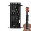 A black beginner guitar chord trainer with various chord diagrams and tuning indicators.