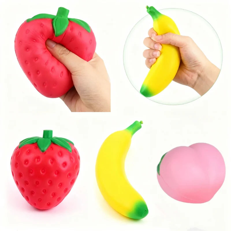 Giant Strawberry Squishy Stress Relief Toy – Soft Sensory Fidget for Calm & Relaxation