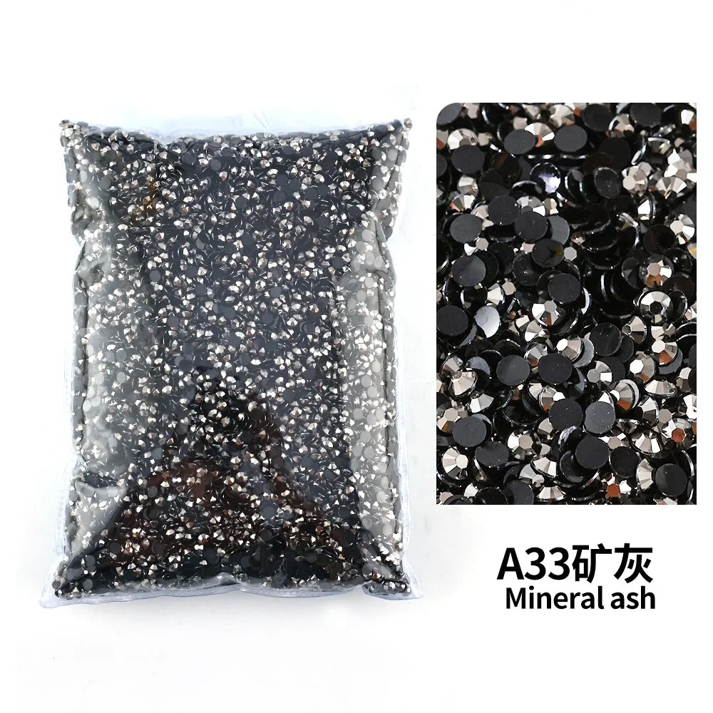 Bag of A33 Mineral ash, a dark granular material used for DIY craft and nail art.
