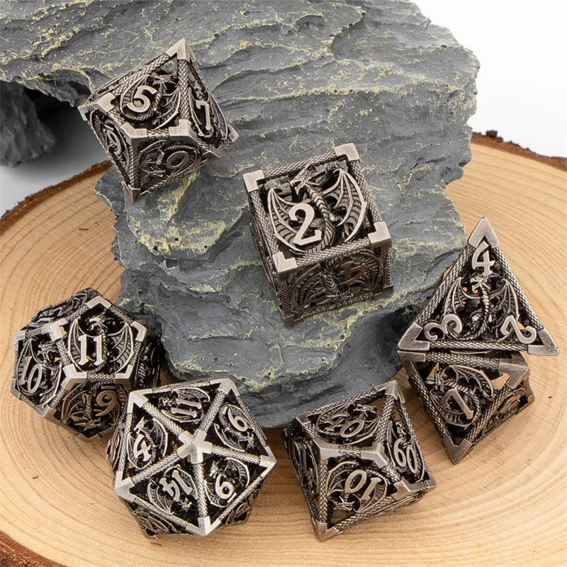 Hollow Metal Polyhedral Dragon Dice Set