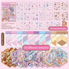 A collection of 20 material stickers and 10 different scenarios for a 3D cabin scene sticker book.