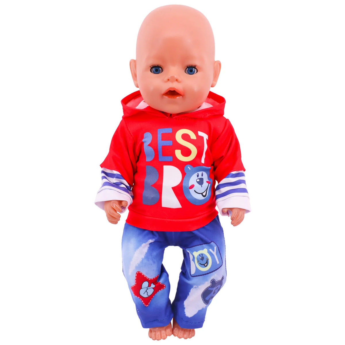 Bear Print Casual Outfit for 43 cm Baby Dolls