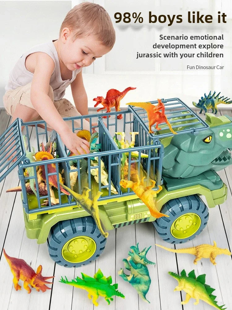 Dinosaur Transport Truck Carrier Playset with Tyrannosaurus Rex