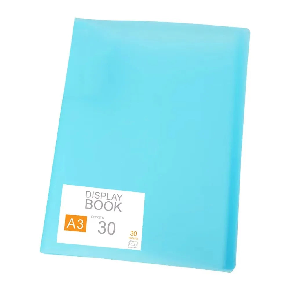 A light blue transparent storage album for diamond painting supplies.