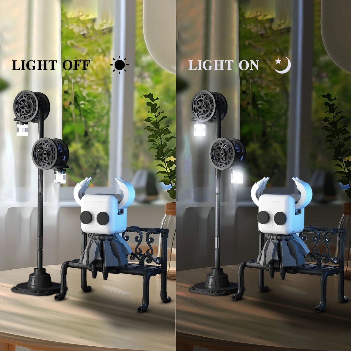 Hollow Knight Building Blocks Set – Ghost Figure with Street Lighting
