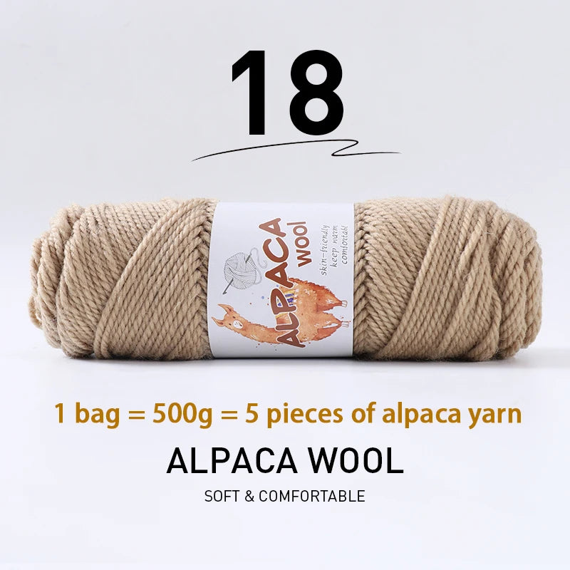 Luxurious Alpaca Wool Blend Yarn — 500g Thick Knitting Yarn