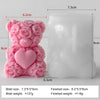 Pink rose bear silicone mold and finished candle with dimensions
