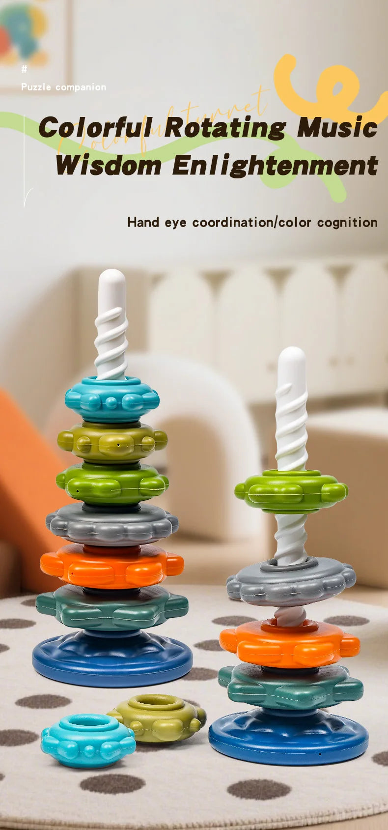 Rainbow Twist & Stack Nesting Rings Toy for Toddlers