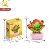 A set of 117 flower succulent building blocks in various green and pink colors for desktop plant decor.