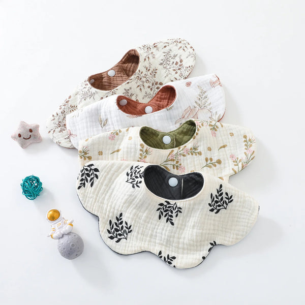 6-Layer Cotton Baby Bib with Reversible Design