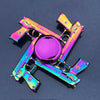 A rainbow metal fidget spinner featuring a smooth silent rotation and a central disc.