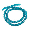 A strand of bright blue faceted crystal beads used for jewelry making.