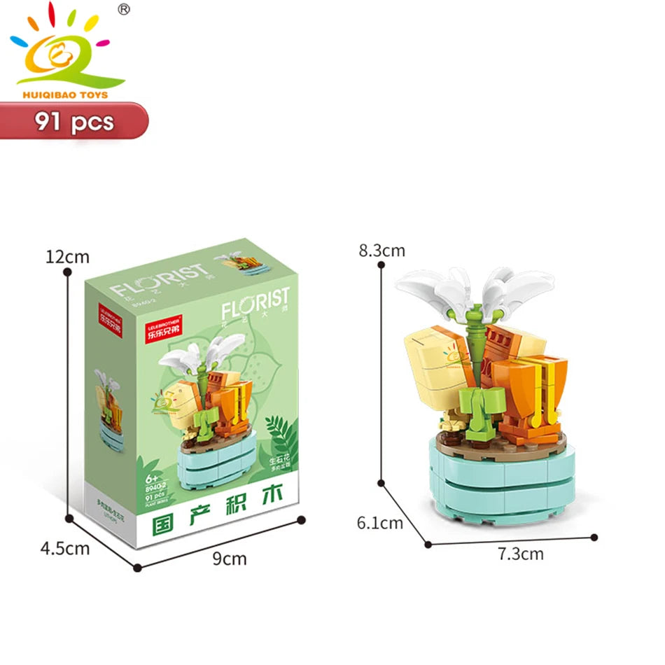 A set of 91 pieces of DIY flower succulent building blocks for desktop plant decor.