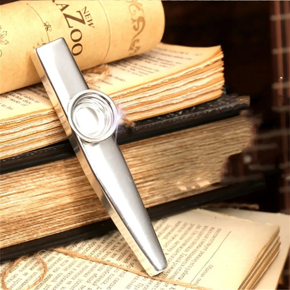 Silver Aluminum Kazoo with Vibrating Membrane