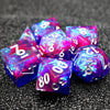 Handmade Resin D&D Dice Set – 7 Polyhedral Dice with Floral Design