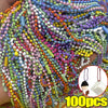 A close-up of multicolored ball bead chains for DIY jewelry and keychains, featuring various colors like pink, blue, green, a