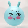 Light blue inflatable hopper ball with pink accents and handle for kids' play