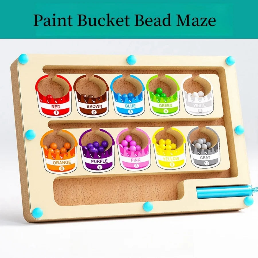 Magnetic Color Sorting Maze Wooden Puzzle Board for Toddlers
