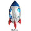 Silver foil balloon plane model with blue accents and wings for birthday party decor
