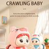 A pink electric crawling baby toy designed for early education and guiding a baby to learn to climb correctly.