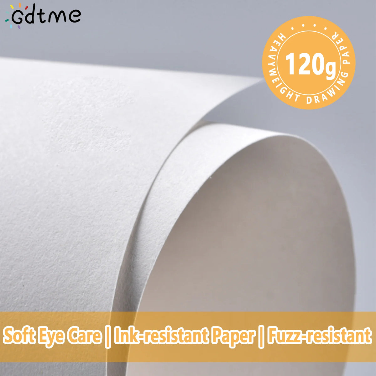 A roll of thick, white drawing paper with an orange seal indicating 120g heavyweight drawing paper.