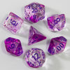 Nebula Effect Polyhedral Dice Set — 7 Transparent Acrylic Dice for D&D and RPGs
