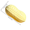 A yellow peanut butter shaped squishy stress ball with measurement lines indicating its size.