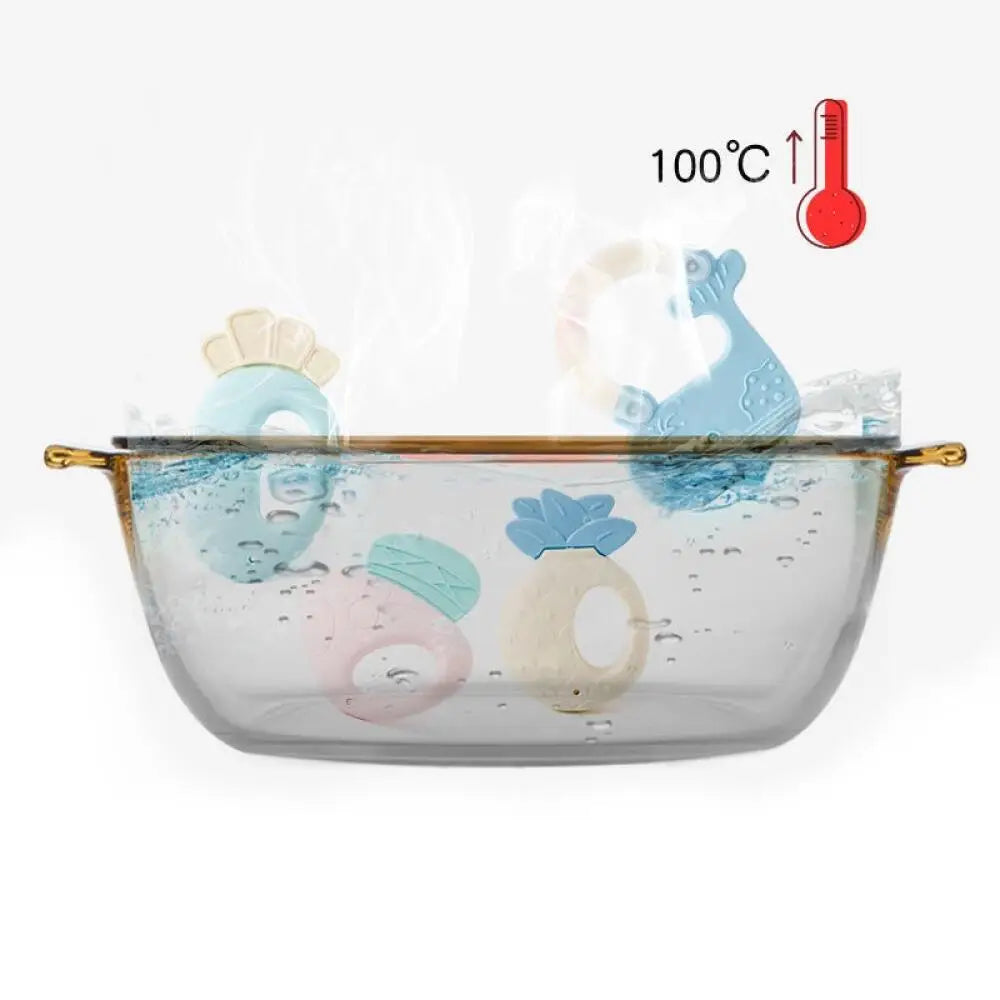 Fruit-Shaped Silicone Teether and Rattle for Babies