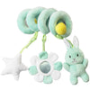 A set of spiral elephant sensory toys featuring light green and yellow elements.